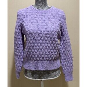 Vero Moda Purple Bubble Popcorn Textured Knit Long Sleeve Pullover Sweater M Top